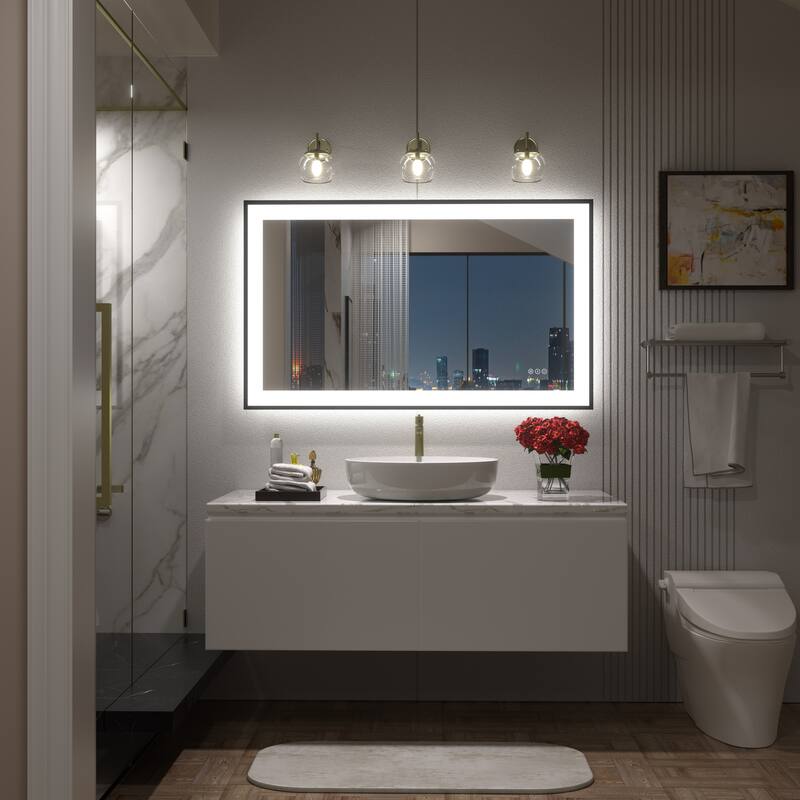 Front & Back LED Anti-Fog Tempered Glass Framed Bathroom/Vanity Mirror 3-Year Warranty