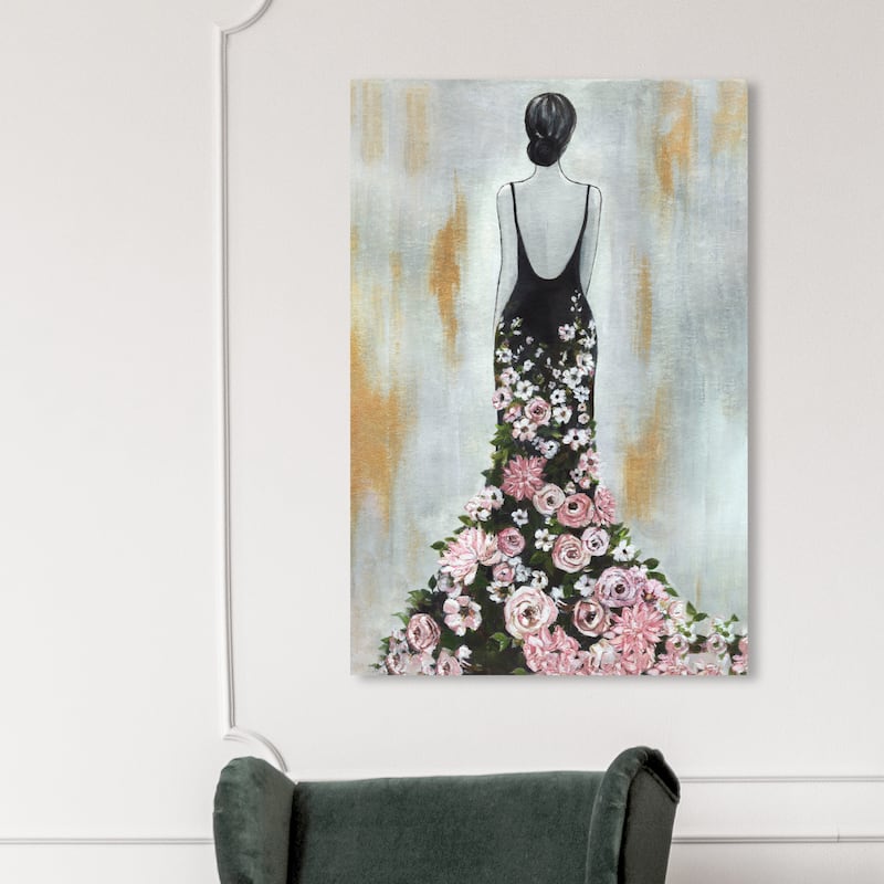Wynwood Studio Fashion and Glam Beautiful floral Back Black and Traditional Wall Art Canvas Print - 45 x 30