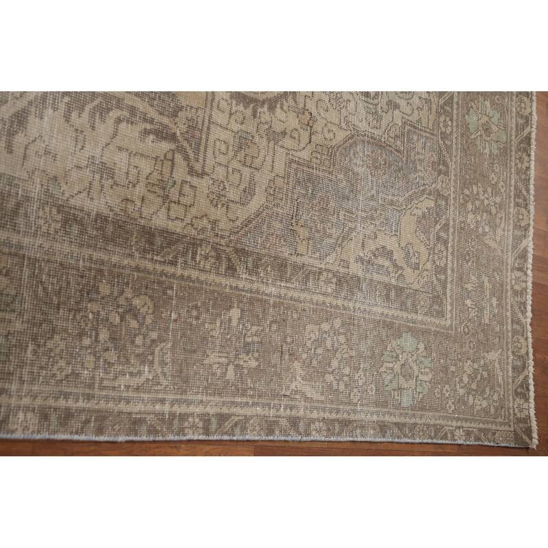 Hand Knotted Oriental 100% Wool Carpet Traditional Medallion Beige & Ivories Tabriz Area Rug - 12' 6'' X 9' 6''