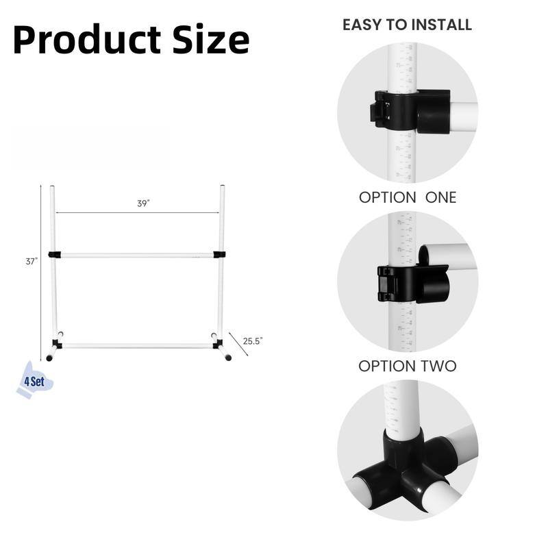 White Adjustable Dog Agility Jumps with Carry Bag Exercise Dog Jumping