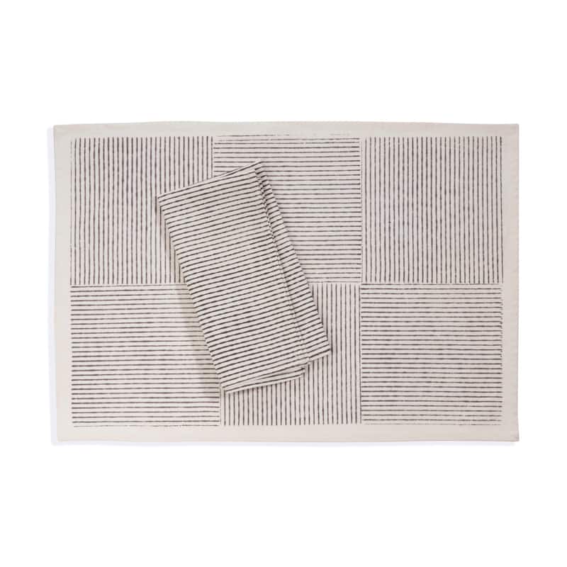 FIELDLINE Placemats - Hand Block Printed Kora (Unbleached Cotton), Fair Trade | Set of 4, 14"x20" by Sustainable Threads