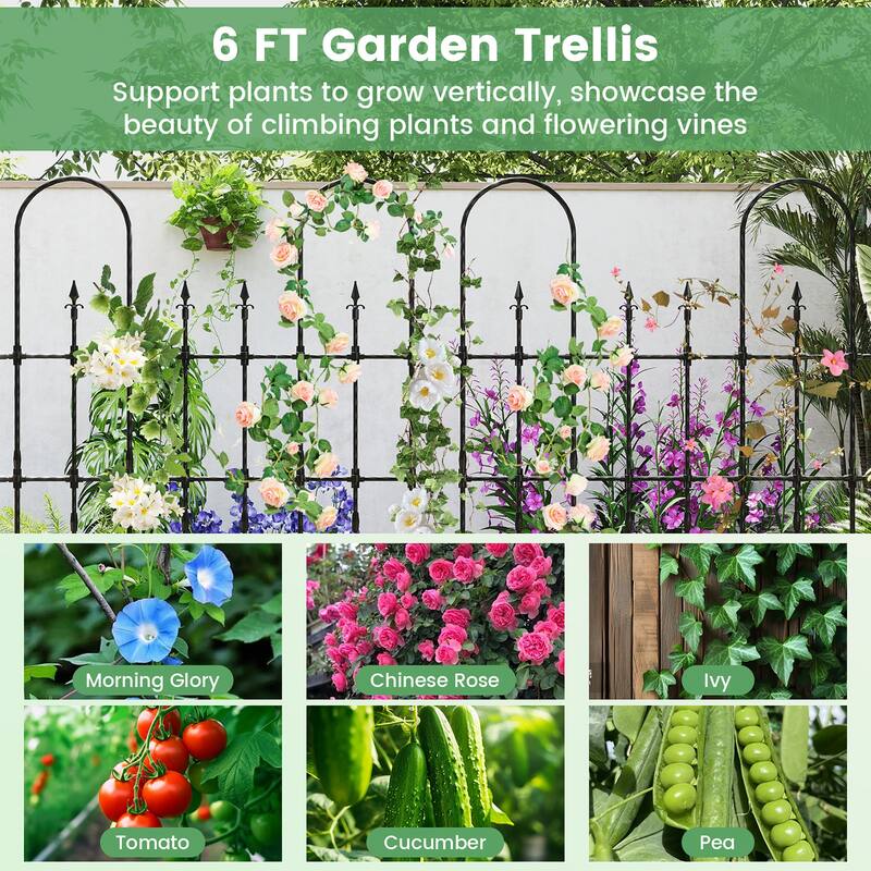 Gymax 58'' x 73'' Garden Trellis for Climbing Plants Rustproof Metal
