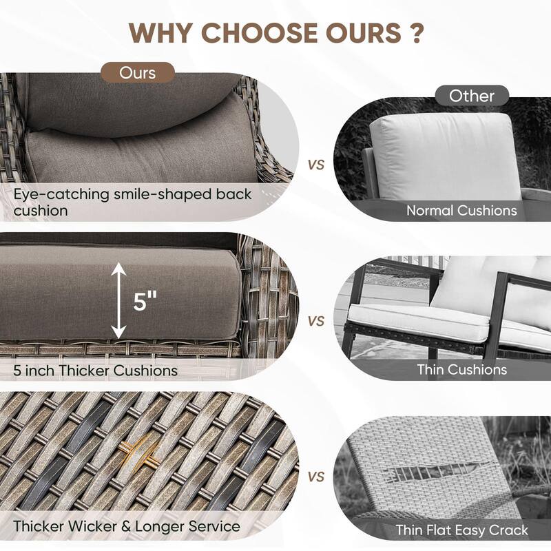 Pocassy 43" Fire Pit Table with Outdoor Swivel Chair Set