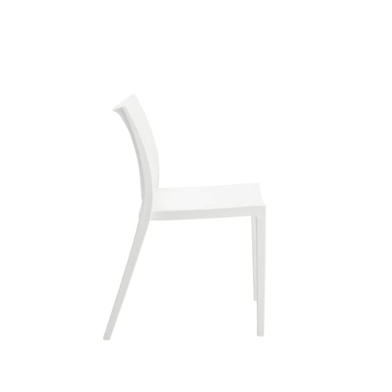 HomeRoots Set of Two White Heavy Duty Plastic Outdoor Stacking Dining Chairs