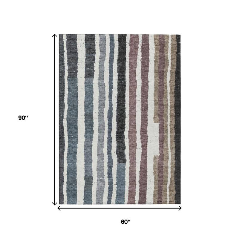 HomeRoots Striped Transitional Rectangle Outdoor Rug