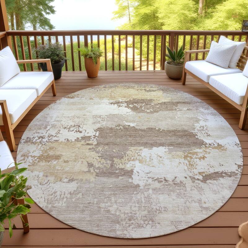 Machine Washable Indoor/ Outdoor Chantille Rug - Mocha - 8' x 8'