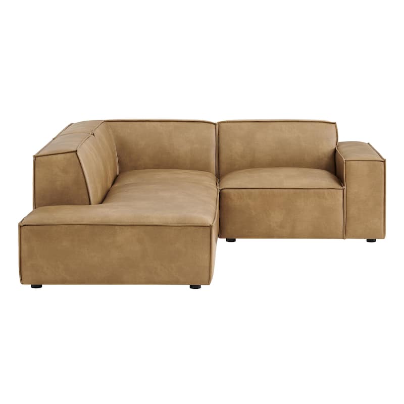Restore 3-Piece Vegan Leather Modular L-Shaped Sectional Sofa