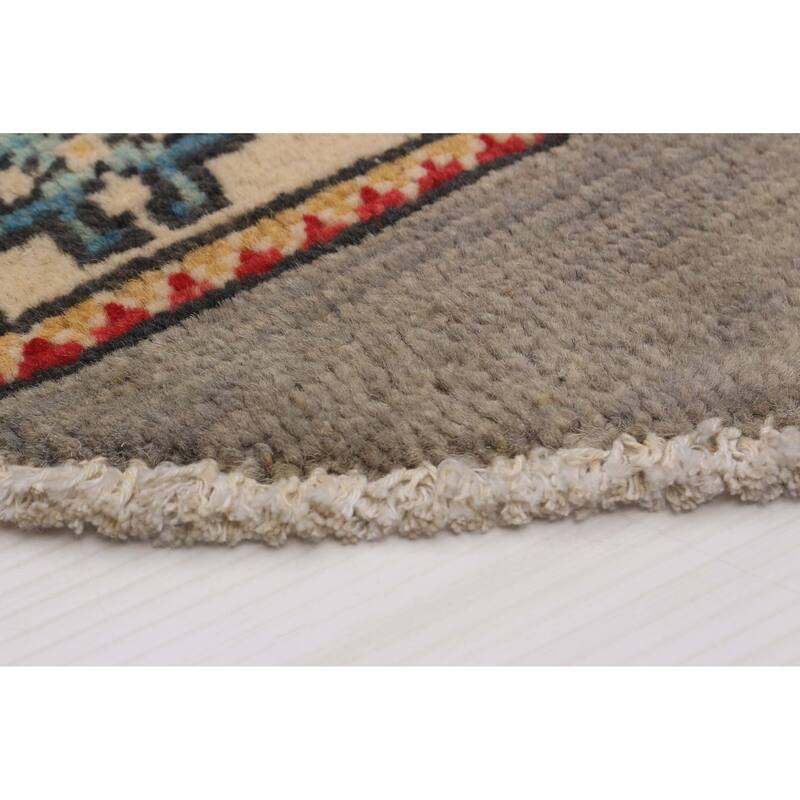 ECARPETGALLERY Hand-knotted Uzbek Ghazni Grey Wool Rug - 3'3 x 3'3