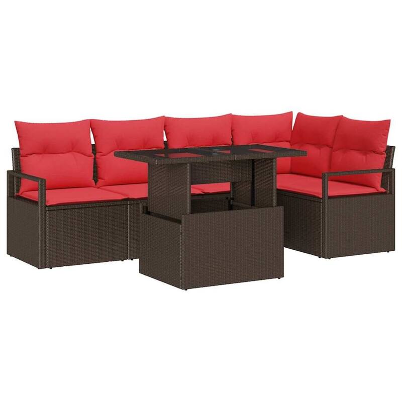 vidaXL 6 Piece Garden Sofa Set with Cushions - 91.3×48×27.2