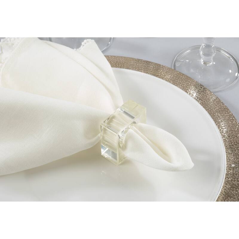 Glass Napkin Rings With Square Design (Set of 4)