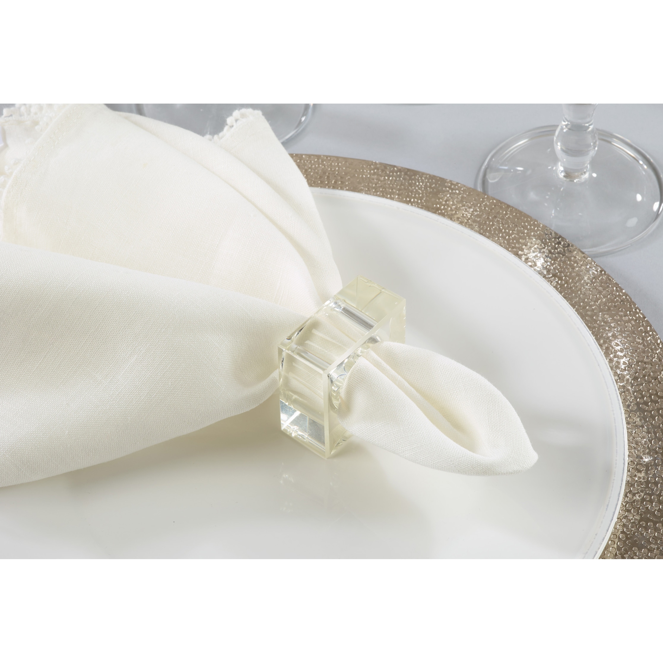 Glass Napkin Rings With Square Design (Set of 4)