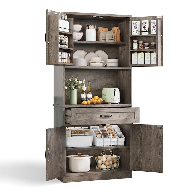 Pocassy Kitchen Pantry Storage Cabinet with 6 Hanging Shelves
