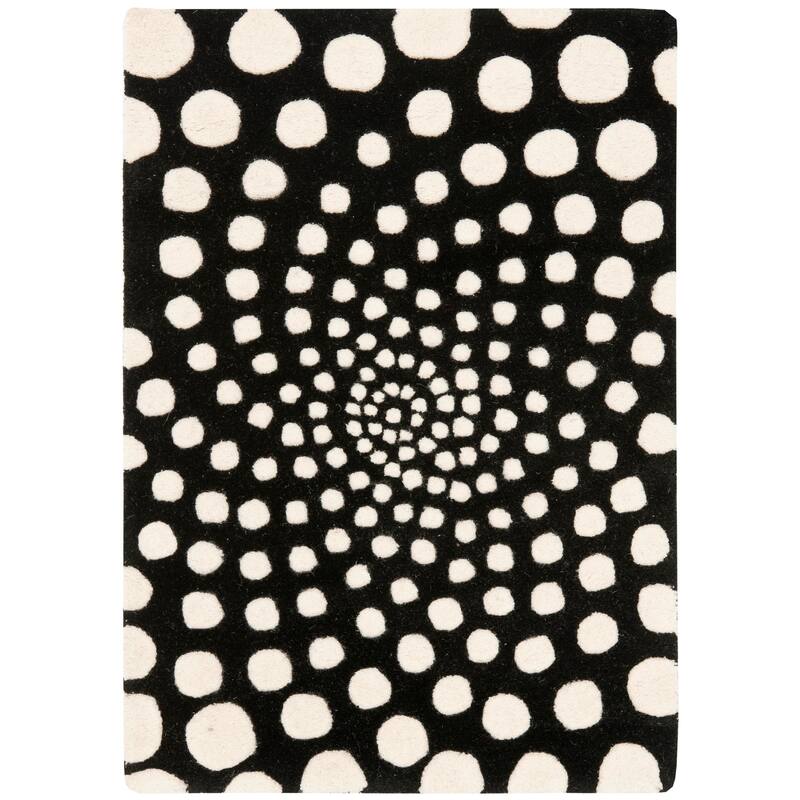SAFAVIEH Soho Handmade Eulalia Abstract Dots N.Z. Wool Area Rug - 2' x 3' - Black/Ivory