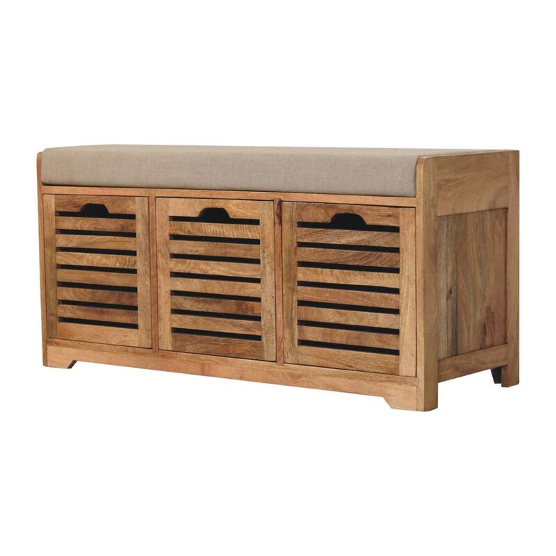 Artisan Furniture Solid Wood Shutter Oak-ish Shoe Bench