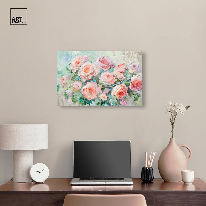 Cabbage Rose Charm Canvas by Art Remedy, Gallery Wrapped