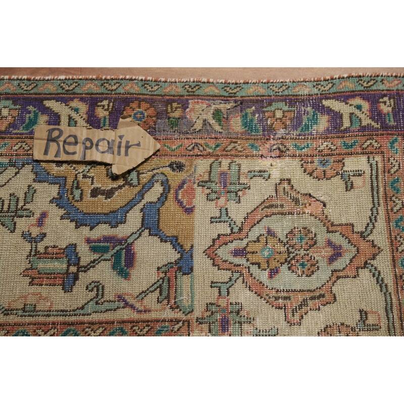 Vegetable Dye Tabriz Persian Vintage Area Rug Handmade Wool Carpet - 9'5" x 12'3"