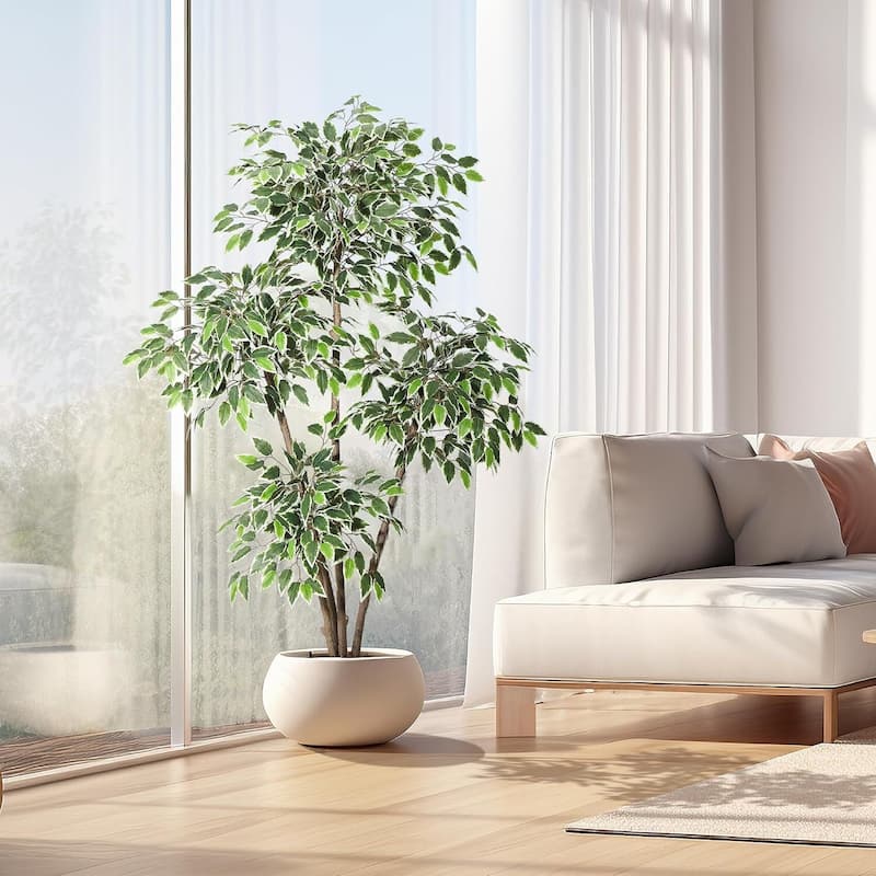 Artificial Faux Floor Plant, Ficus Tree for Home Decor - 6 FT