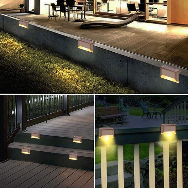 8Pcs Solar LED Deck Light Path Garden Patio Pathway Light Stairs Step Fence Lamp 