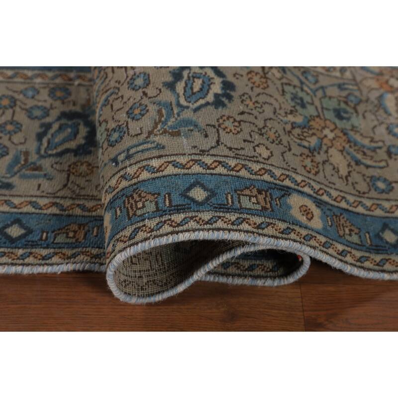 Distressed Tabriz Vintage Persian Area Rug Handmade Wool Carpet - 9'3" x 12'10"