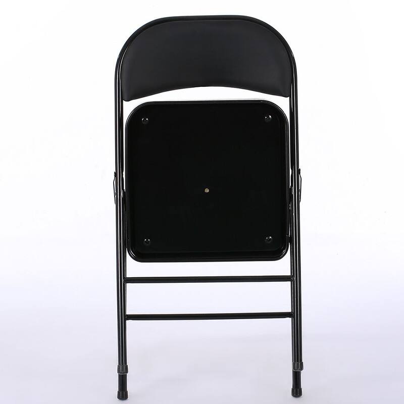 Folding Chairs with Leather Padded Seats Black for Home Office 6-Pack