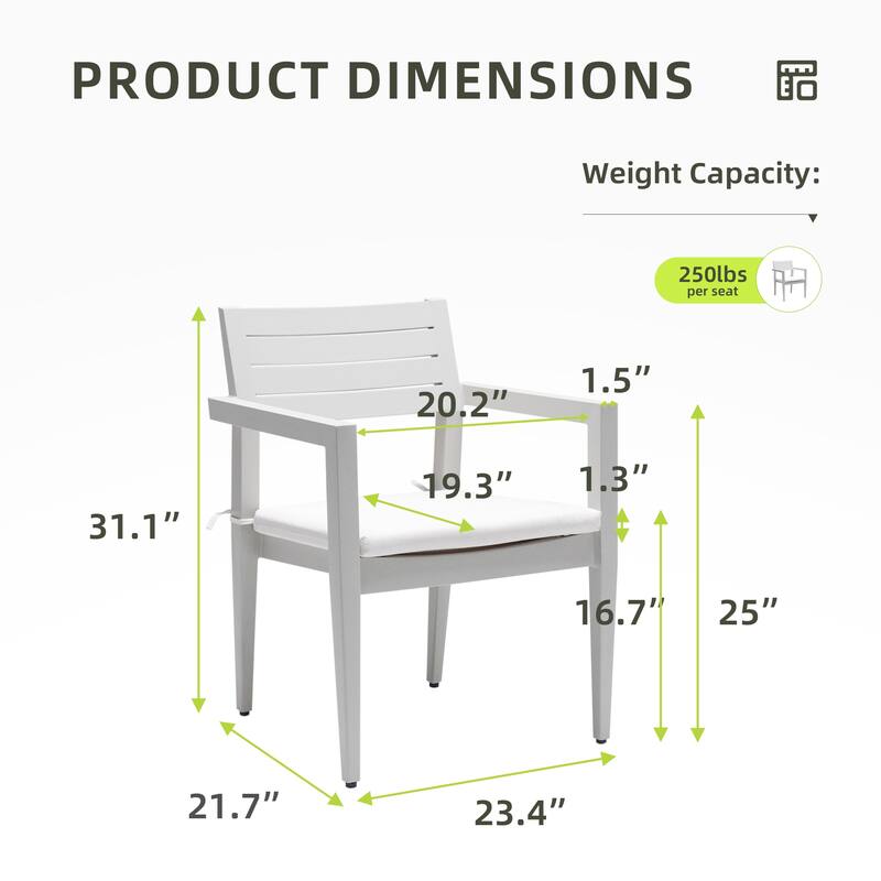 4-Piece Grayish Modern Aluminum Patio Dining Chairs with Sunbrella Cushions, Stackable and Rust-Free