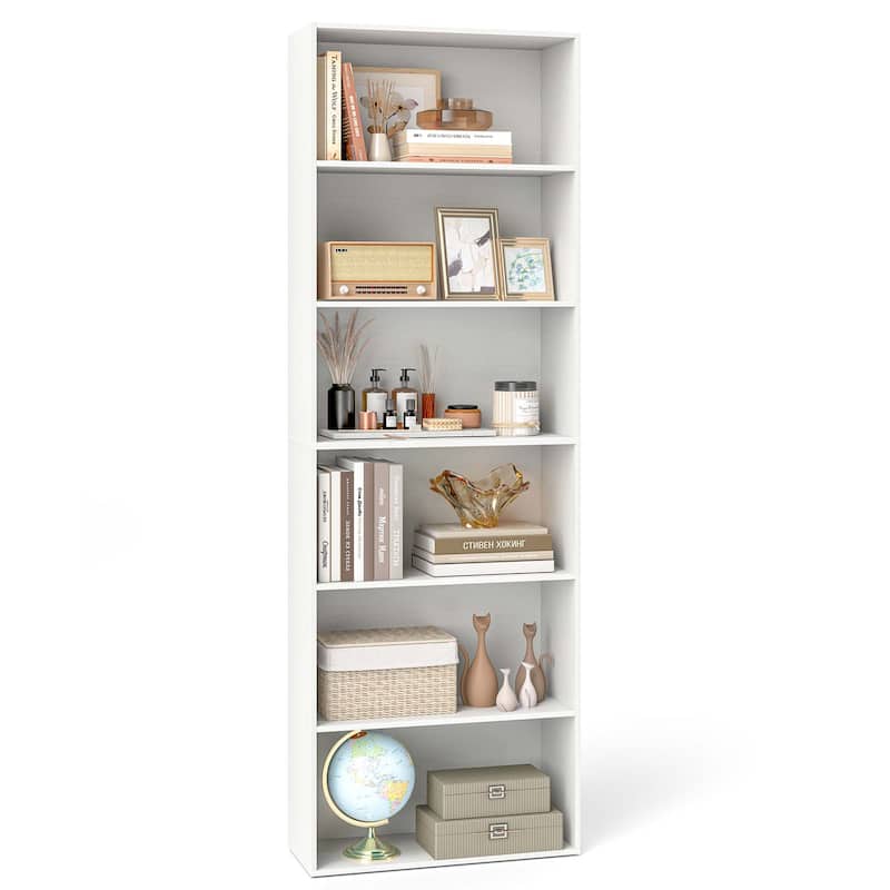 Costway 70" Tall 6-Tier Bookcase with 6 Open Shelves Anti-Toppling - See Details - White