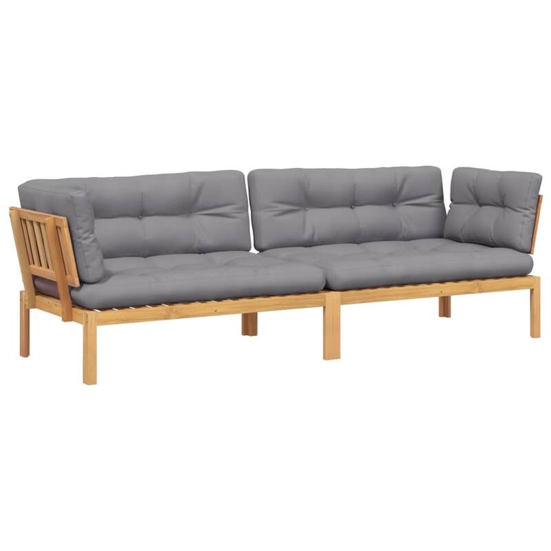 vidaXL Patio Pallet Corner Sofas Sectional Sofa Outdoor 2 Pcs Solid Wood Acacia - 36.2 x 52.4 x 27.2 in