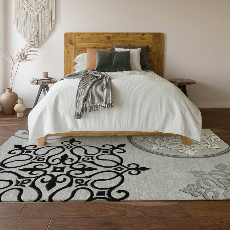 Premium Washable Super Soft Transitional Scroll Mayfield Rug