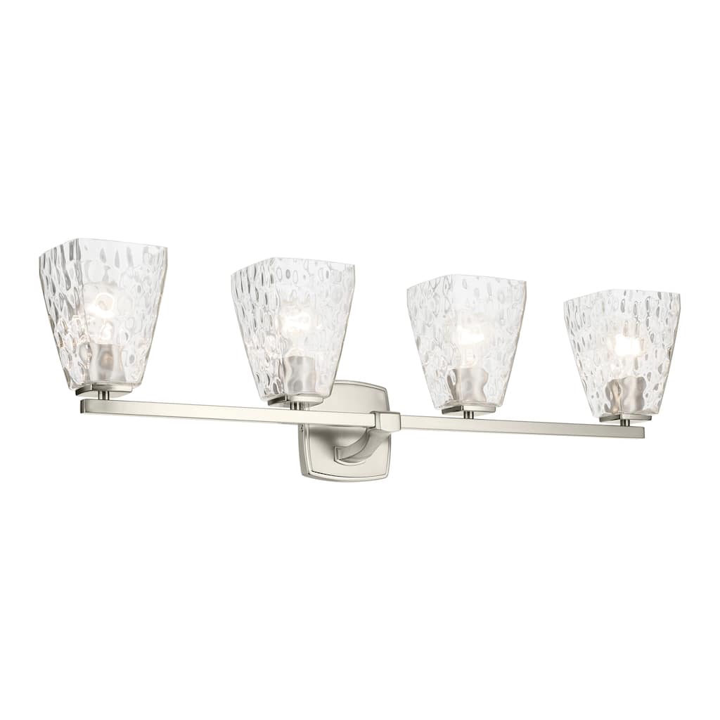 Kichler Lighting Marant 33.25" 4-Light Vanity Light with Clear Water Glass in Brushed Nickel