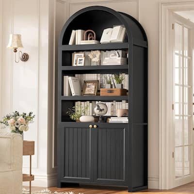Tall Arched Cabinet Bookcase with storage Bookshelf 2 Door