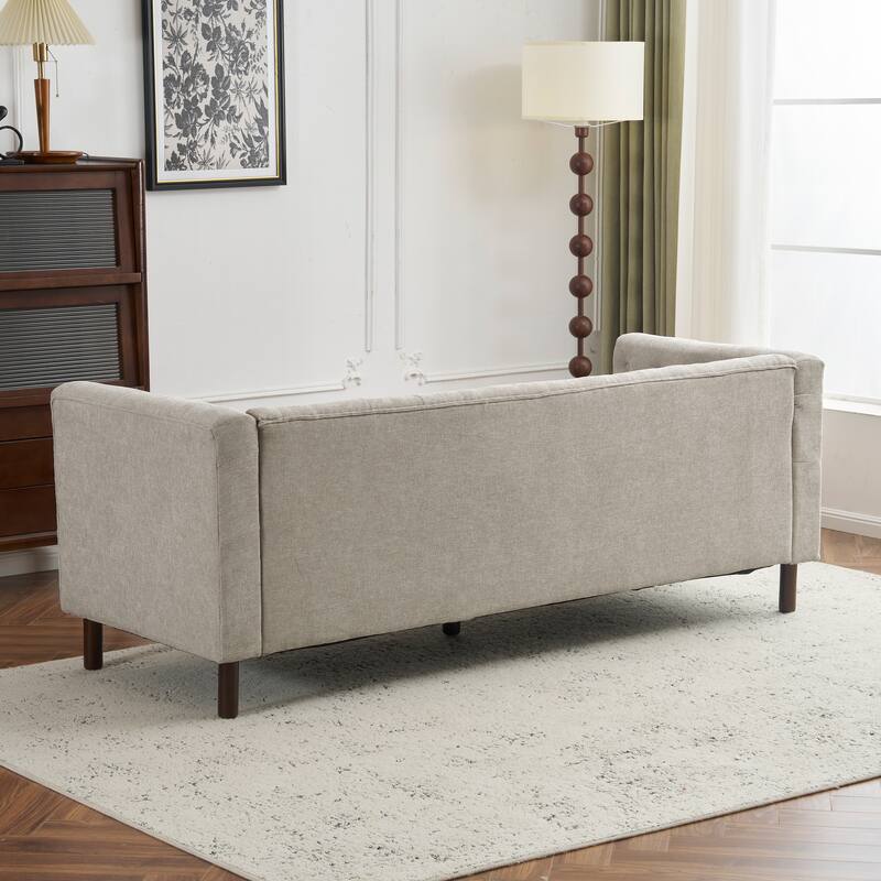 Modern Sofa Couch, 78" Upholstered Loveseat Sofa, Tufted 3-seat Couch with Wooden Legs Luxury Leisure Sofa for Living Room