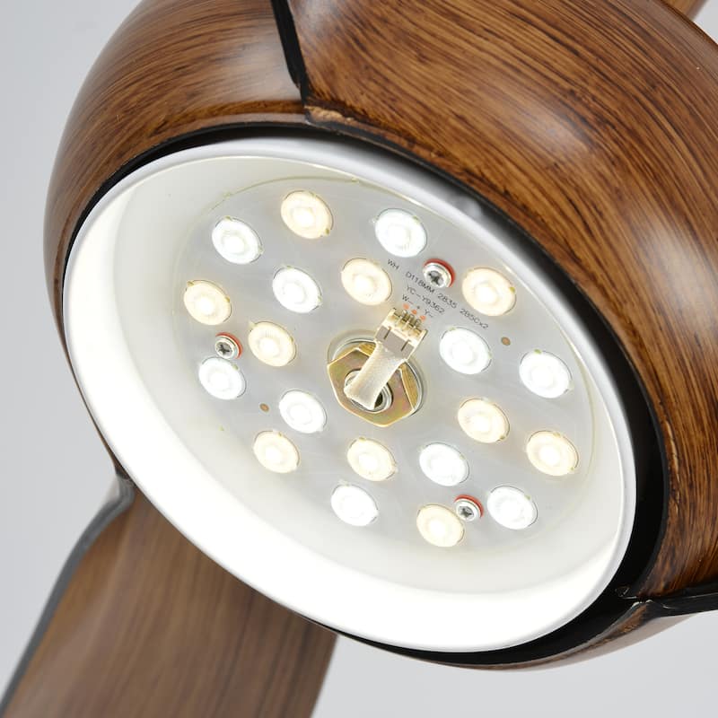 Sofucor 52" Solid Wood/ABS Noiseless Ceiling Fan with Dimmable Light Optional and Remote, 6-Speed Reversible, Smart Optional