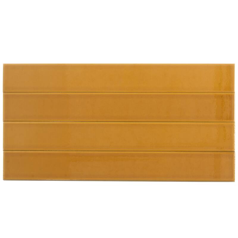 Apollo tile 2" x 16" Horizonte Glossy Honey Ceramic Tile (10.76 sq ft/case) - 50 Pack