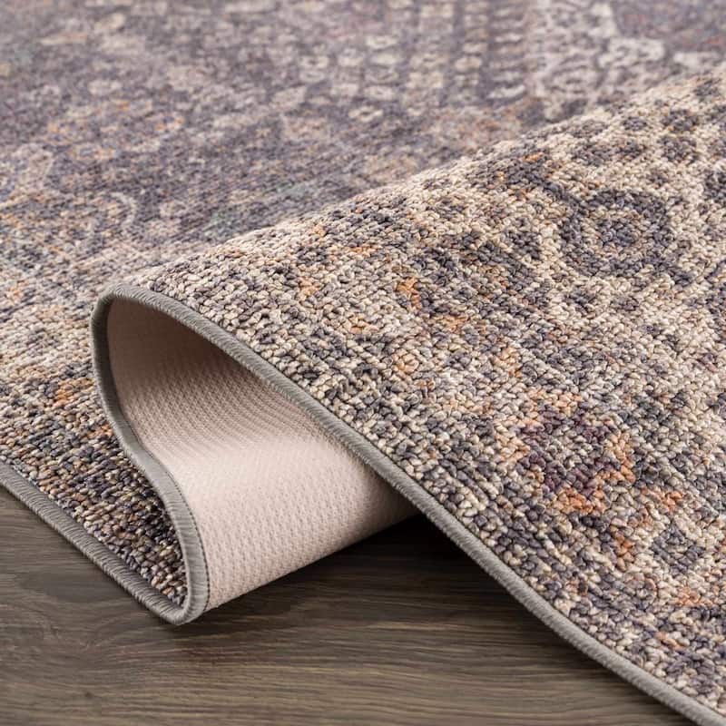 Reseca Oriental Traditional Vintage Distressed Machine Washable Area Rug