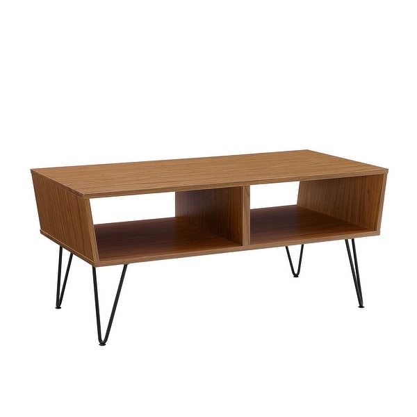 Delacora WE-BDF42CROCT 42" Long Laminate, Wood and Metal Coffee Table with Hairpin Legs