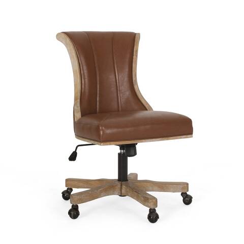 Coulee Upholstered Roll Back Swivel Office Chair by Christopher Knight Home - 24.75" L x 27.75" W x 35.50-40.00" H