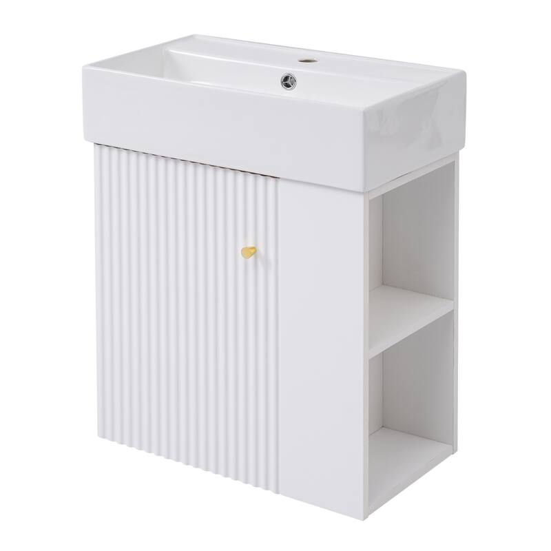 Merax Modern Floating Bathroom Vanity with Ceramic Basin
