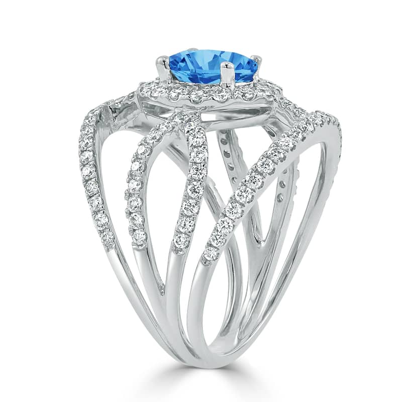 Auriya Modern 1 5/8ct Oval-cut Blue Topaz and Diamond Ring 1ctw 18K Gold