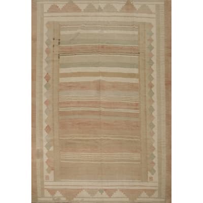 Hand Woven Oriental 100% Wool Carpet Southwestern Tribal Multi-Colored Kilim Area Rug - 10' 2'' X 8' 6''