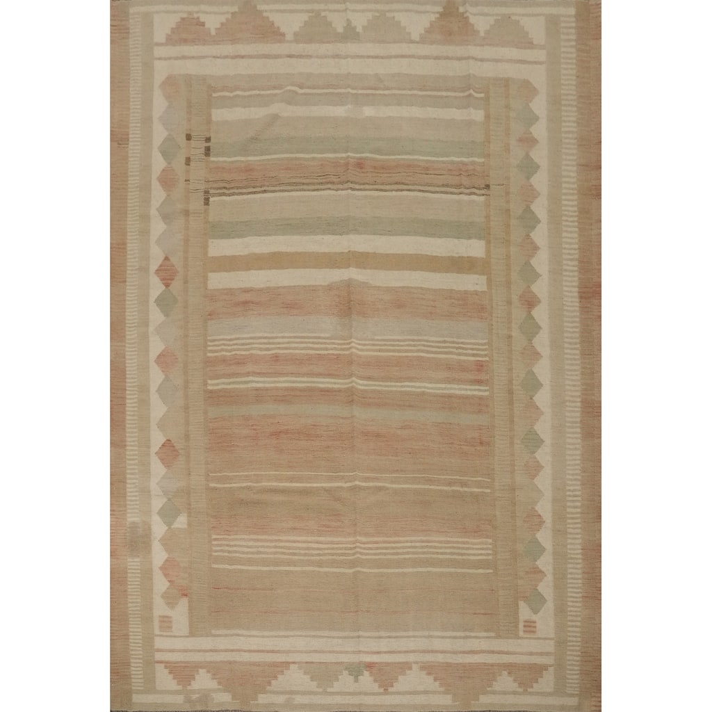 Hand Woven Oriental 100% Wool Carpet Southwestern Tribal Multi-Colored Kilim Area Rug - 10' 2'' X 8' 6''