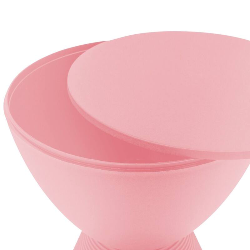 Boyd Round Side Table with Ribbed Design Base - Accent Hourglass End Table with Removable Lid for Living Room & Bedroom