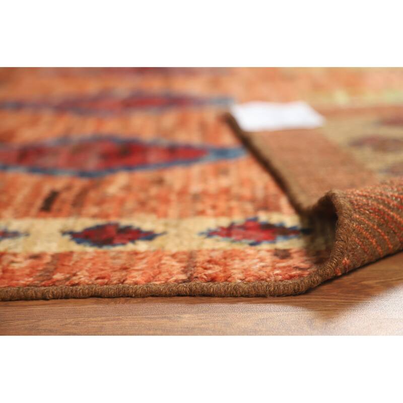Orange Moroccan Oriental Rug Handmade Geometric Wool Carpet - 6'9" x 9'9"