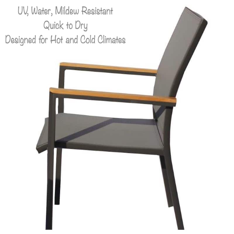 Campania Dark Grey 9-Piece Aluminum Outdoor Dining Set with Ceramic Glass Table Top - N/A