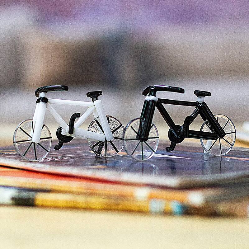 Handmade Art Glass Miniatures, 'Vintage Bicycles' (Mexico)