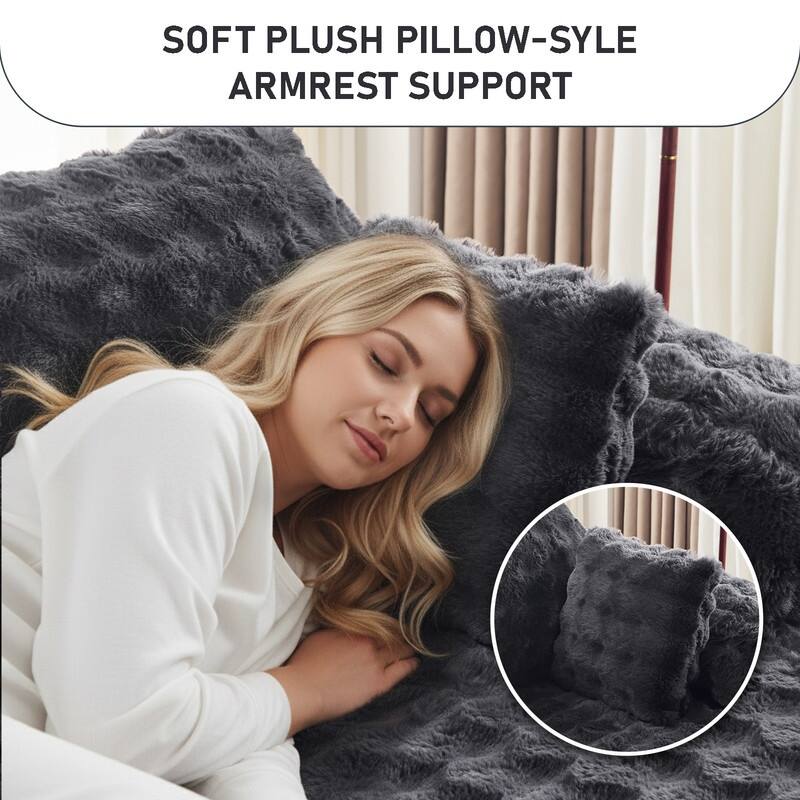 93" Velvet King Size Chaise Lounge Sofa Bed Sleeper Sofa with Dual Mattress