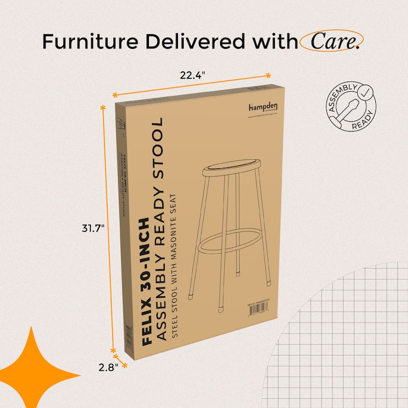 Hampden Furnishings Felix Collection Steel Science Stool, AssemblyReady