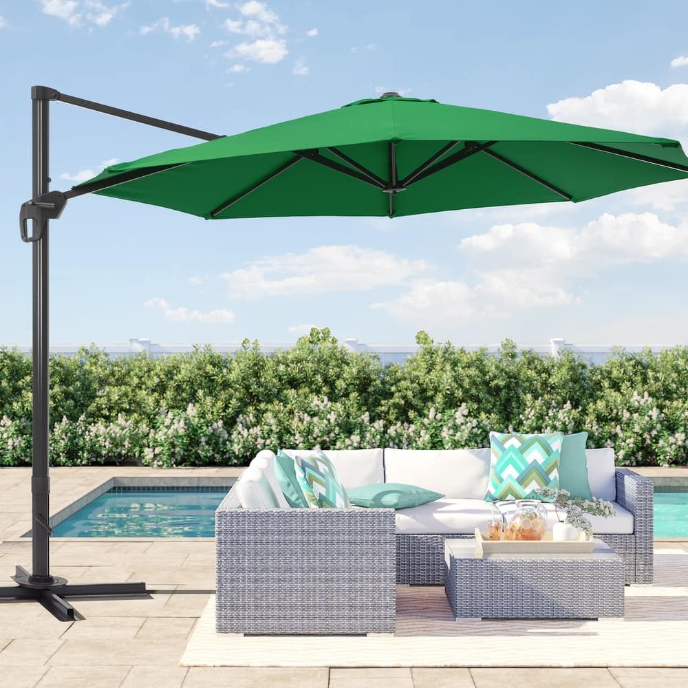 LIVOOSUN 11Ft Cantilever Patio Umbrella,Offset Hanging Umbrella