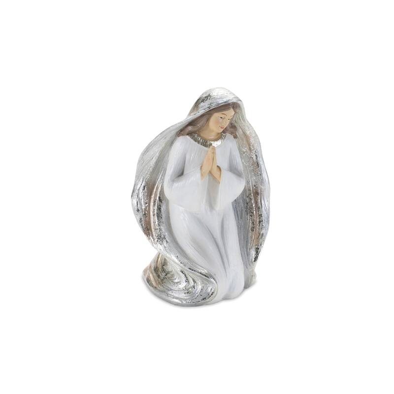 Christmas Nativity Figurine Decorations - 6" - White and Silver - Set of 6