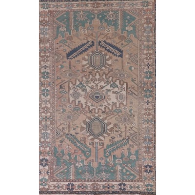 Geometric Bakhtiari Persian Vintage Rug Handmade Wool Carpet - 5'0" x 9'9"