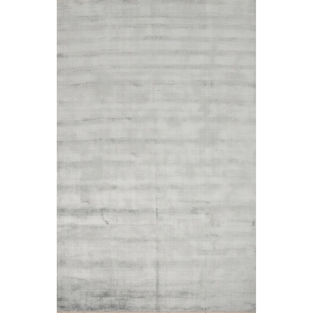 Hand Knotted Oriental Viscose Silk Carpet Modern Modern Greys & Charcoal Abstract Area Rug - 11' 4'' X 8' 1''